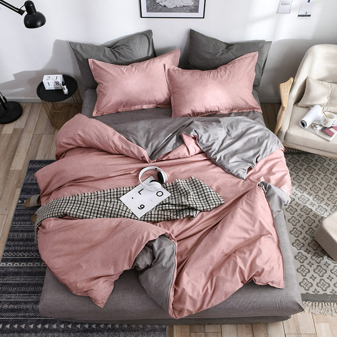 Pink and Grey Bed Linen Set
